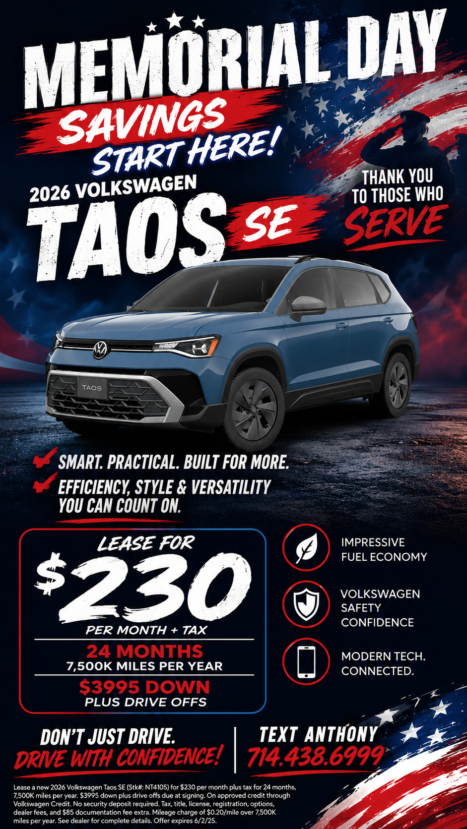 2026 Volkswagen Taos SE Memorial Day Lease Special