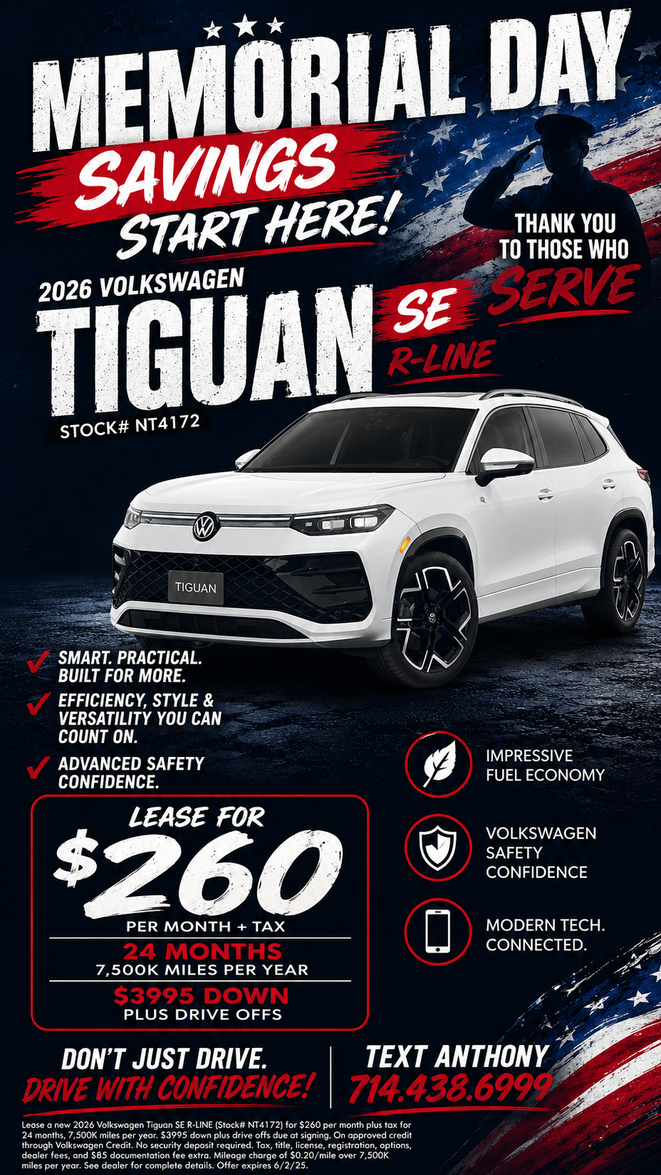 2026 Volkswagen Tiguan SE R-Line Memorial Day Lease Special