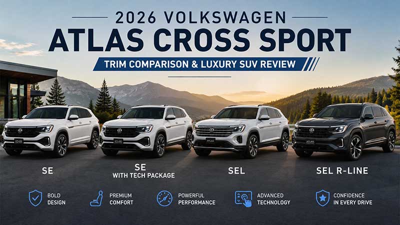 2026 Volkswagen Atlas Cross Sport trim comparison and luxury SUV review
