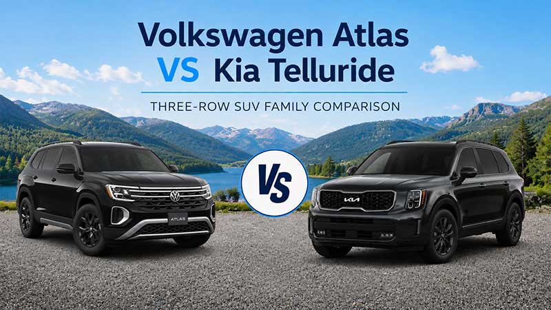 Volkswagen Atlas vs Kia Telluride three-row SUV family comparison